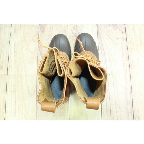 LL Bean Women's Brown Leather Lace Up Unlined Mid Calf Duck Boots Size 9 M - Picture 7 of 10